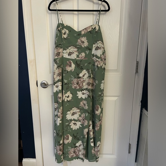 NWT Abercrombie & Fitch Camille Midi Dress in Green Floral - Petite - Picture 2 of 4